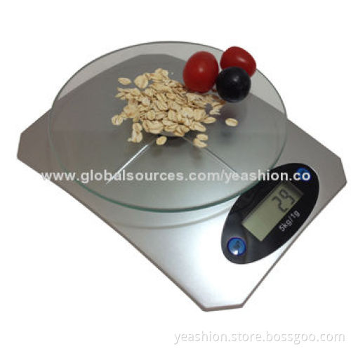 Digital Kitchen Scale with Low-battery/Overload Indication, 5kg/11lbs, 3kg/7lbs Maximum Capacity